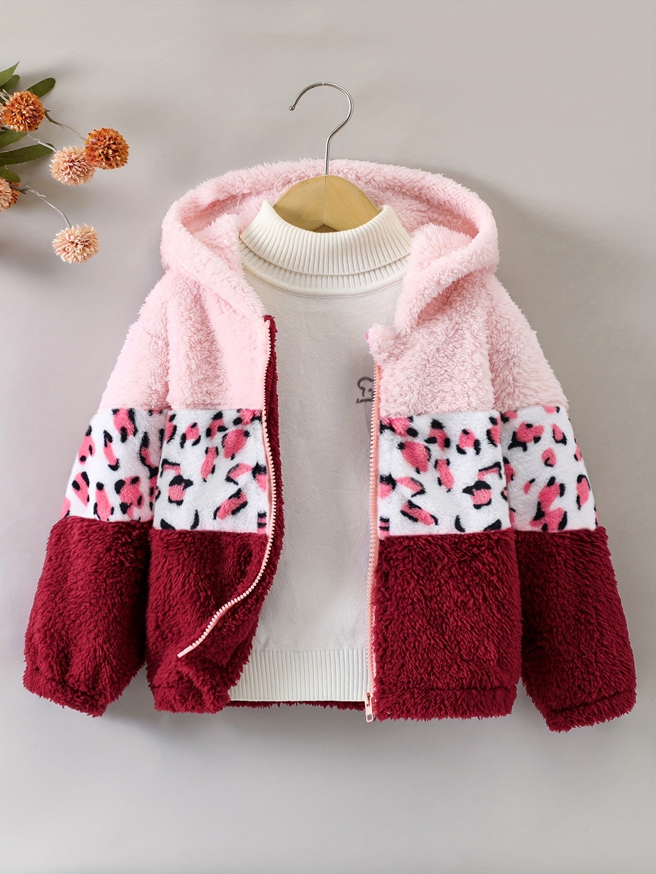 Nora - Luipaardprint Winterjas met Fleece voor Meisjes