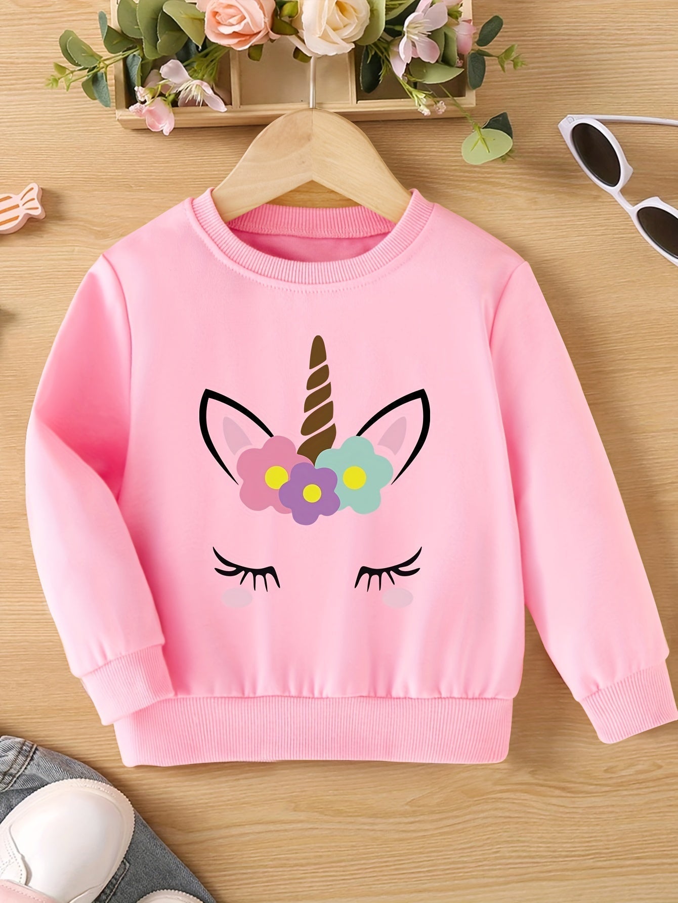 Lara - Meisjes Sweatshirt met Eenhoornprint en Ronde Hals