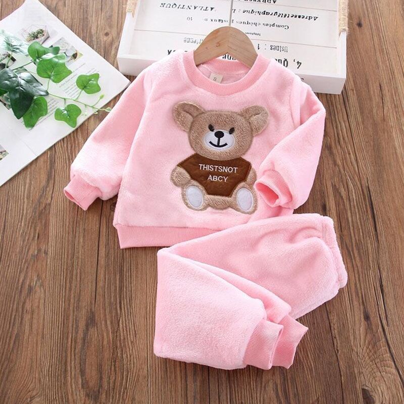 Baby Kinder Kledingset Unisex - Fleece Stof voor de Winter, Schattig en Warm