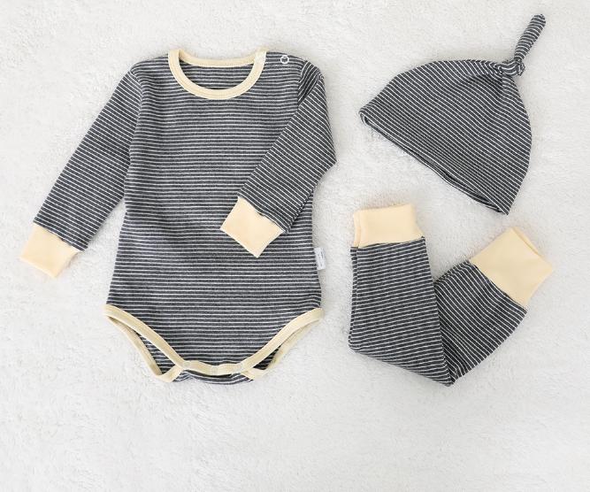 Gestreepte Romper, Broek en Hoed Set