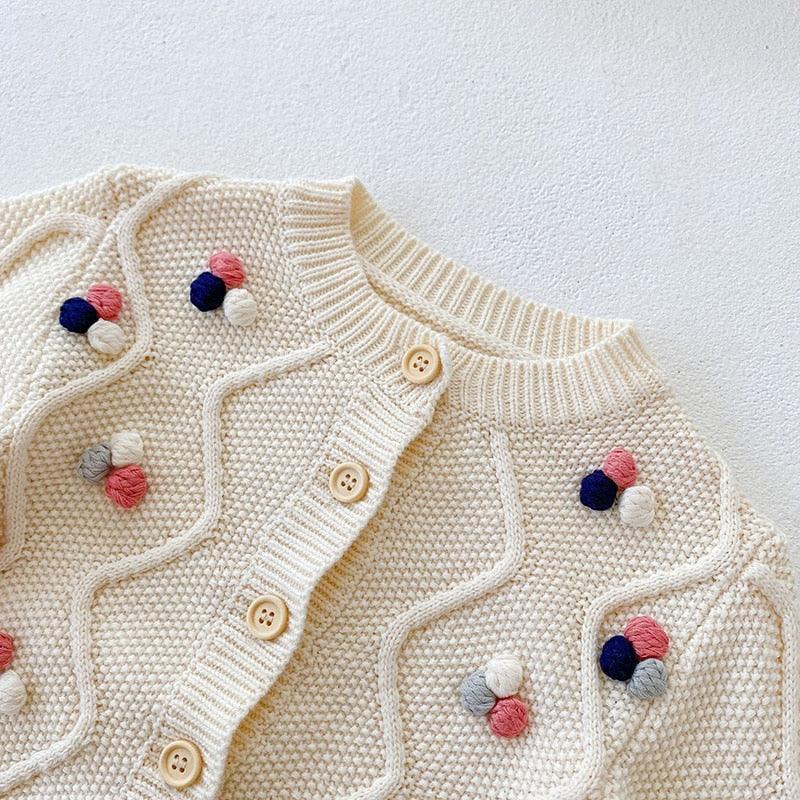 Gebreid PomPom Romper en Cardigan Set