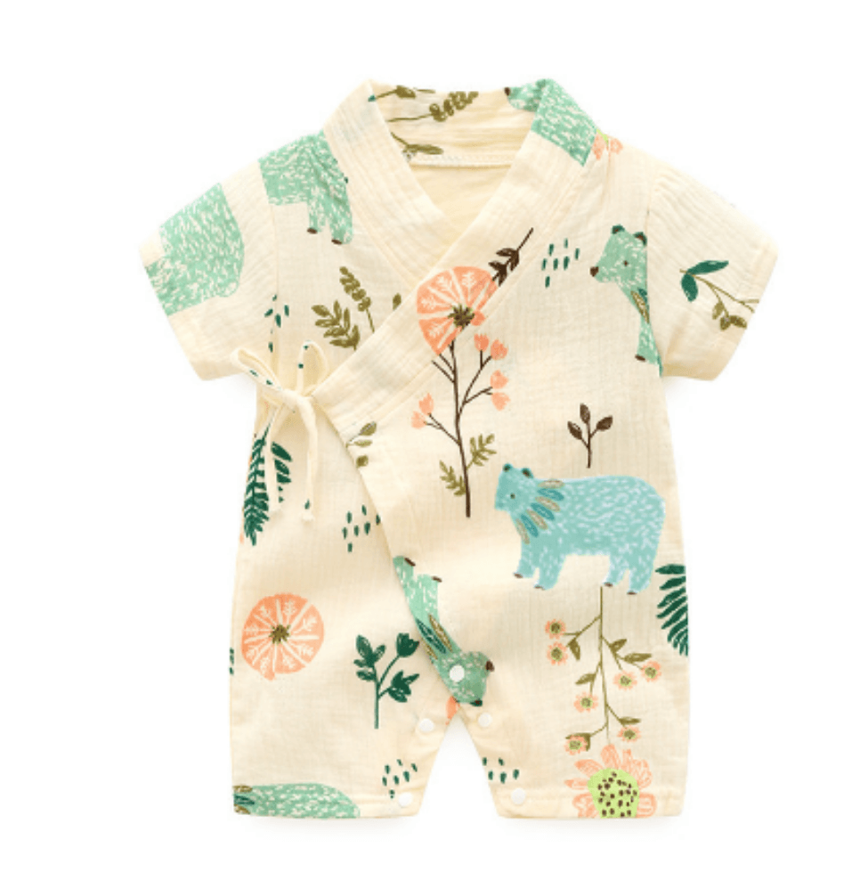 Korte Mouw Baby Kimono Romper