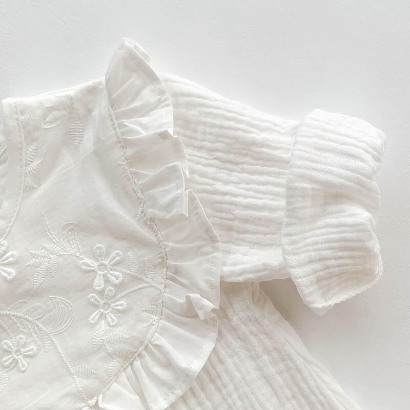 Witte Rimpel Romper & Muts Set